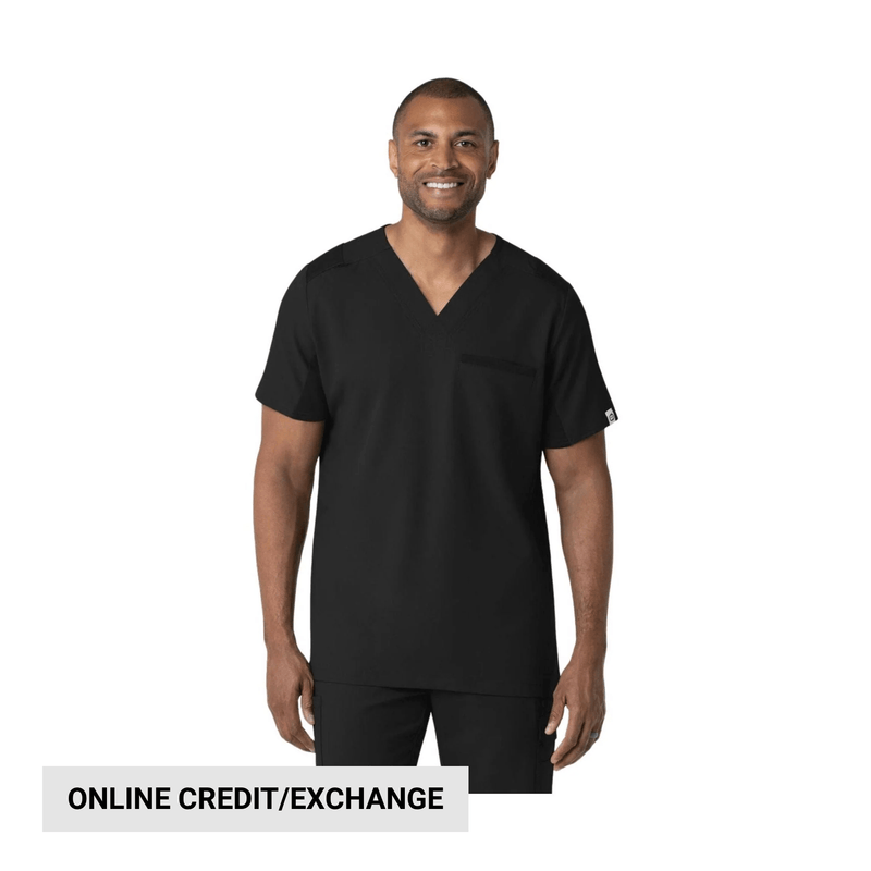 Wink Men's Utility V Neck Scrub Top - Black