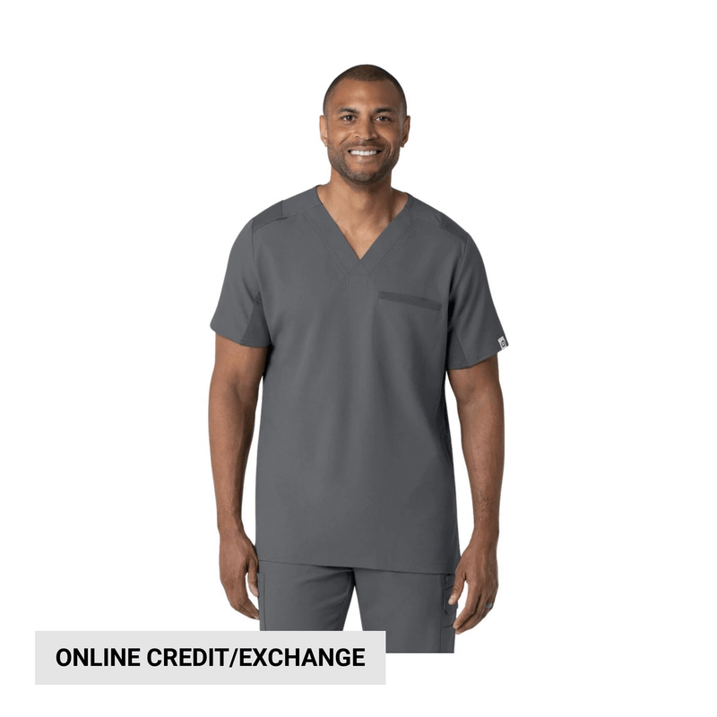 Wink Men's Utility V Neck Scrub Top - Pewter