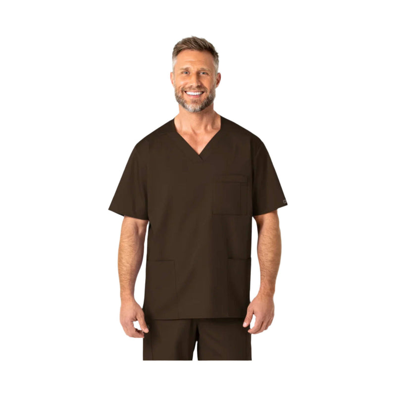 Wink Men's V Neck Scrub Top - Chocolate