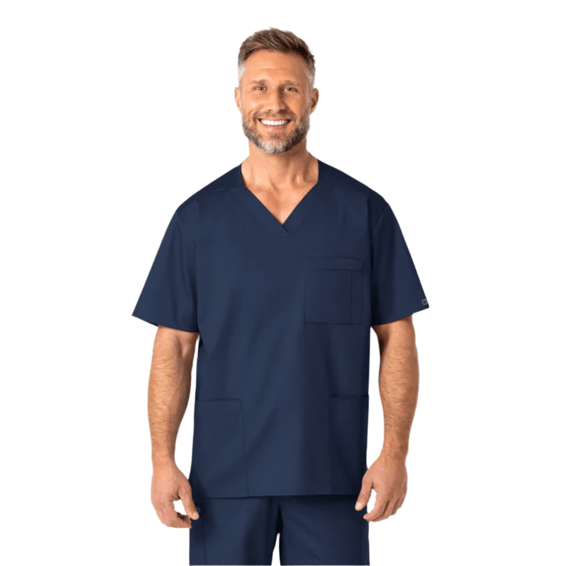 Wink Men's V Neck Scrub Top - Navy Blue