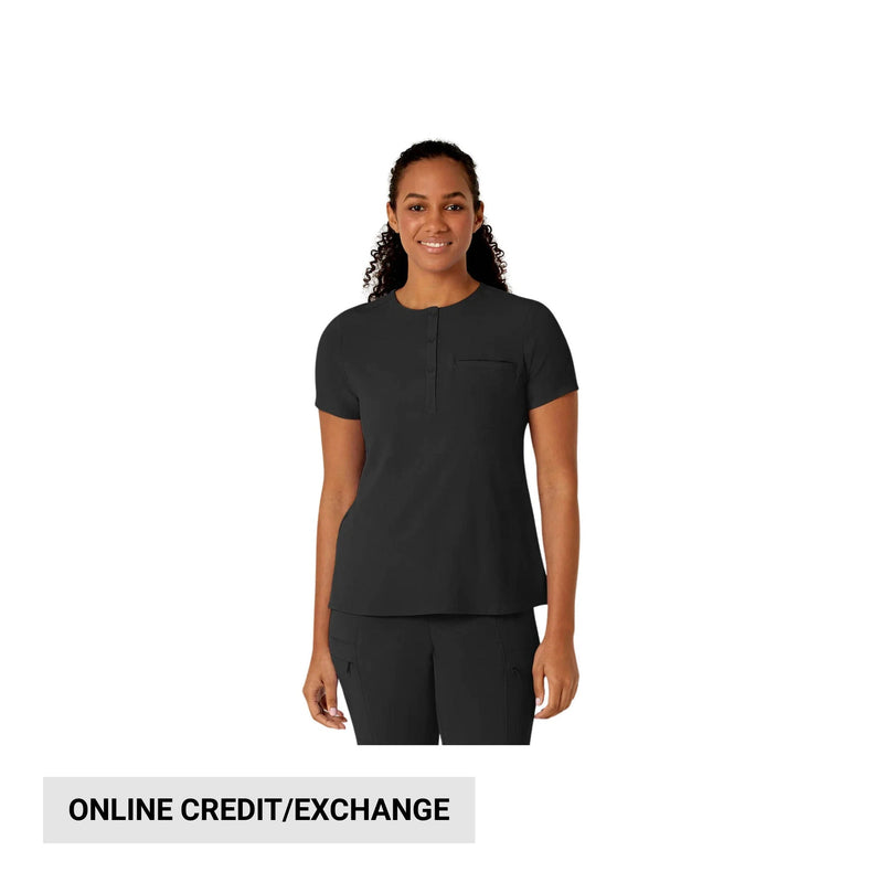 Wink Renew Women's Mandarin Collar Tuck In Scrub Top - Black
