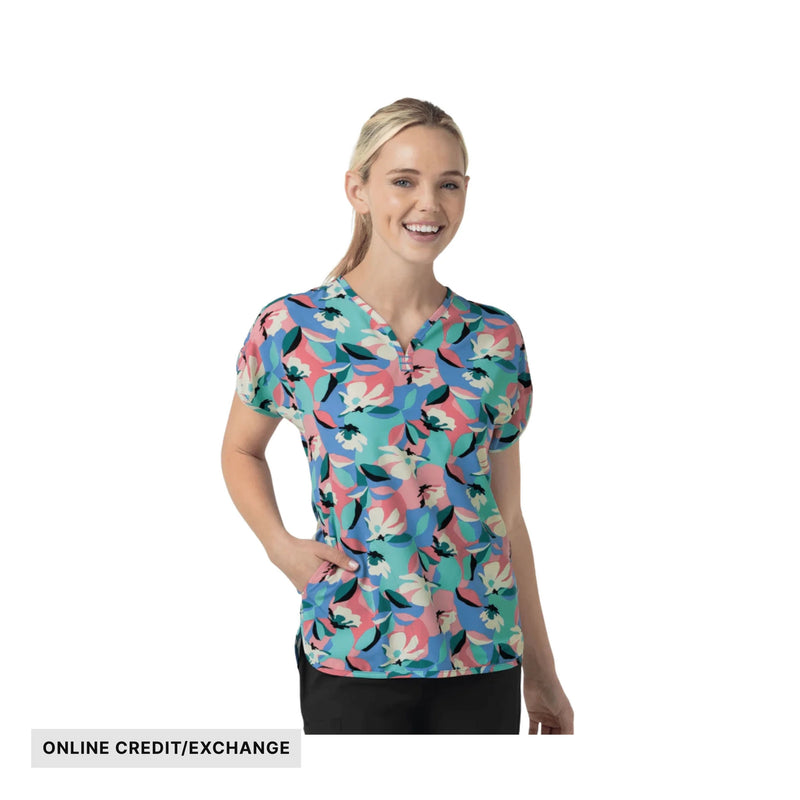 Wink Women's Dolman Print Scrub Top - Oceanic Odyssey