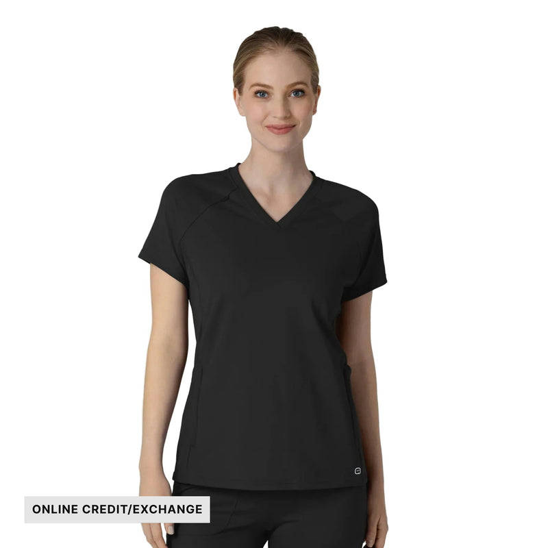 Wink Women's Flex n Reach V Neck Raglan Scrub Top - Black