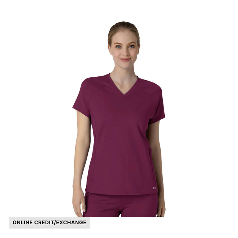 Wink Women's Flex n Reach V Neck Raglan Scrub Top - Wine
