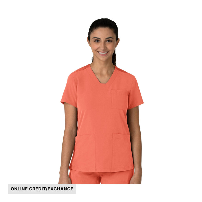 Wink Women's V Neck Flex Panel Scrub Top - Sugar Coral