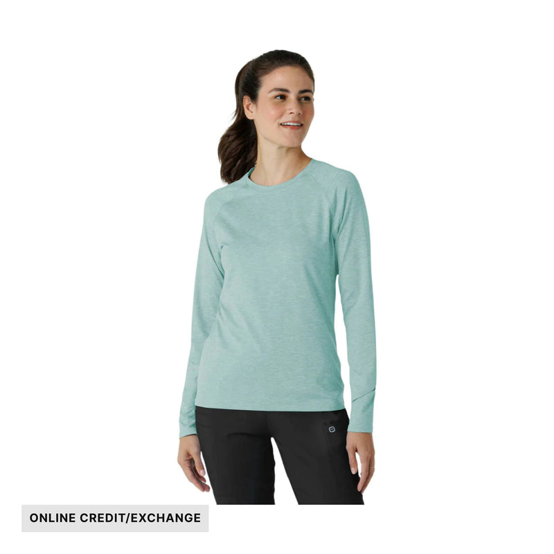 Wink Women's Watch Window Long Sleeve Underscrub Top - Sky Blue Heather
