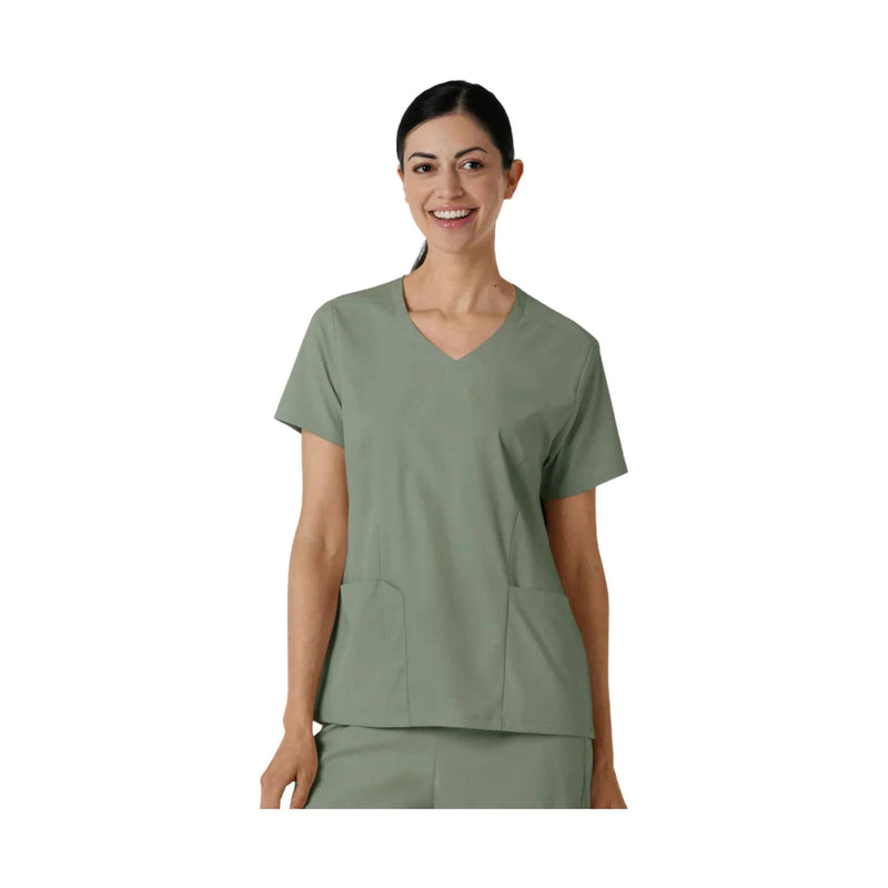 Wink Women's 2 Pocket V Neck Scrub Top - Sage Heather