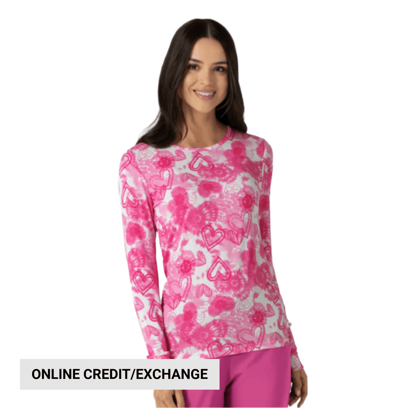 Wink Women's All Over Print Silky Scrub Tee - Heart Ties Pink
