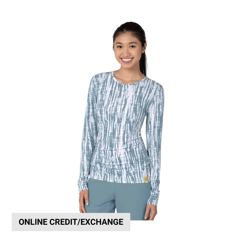 Wink Women's All Over Print Silky Scrub Tee - Shibori Blue