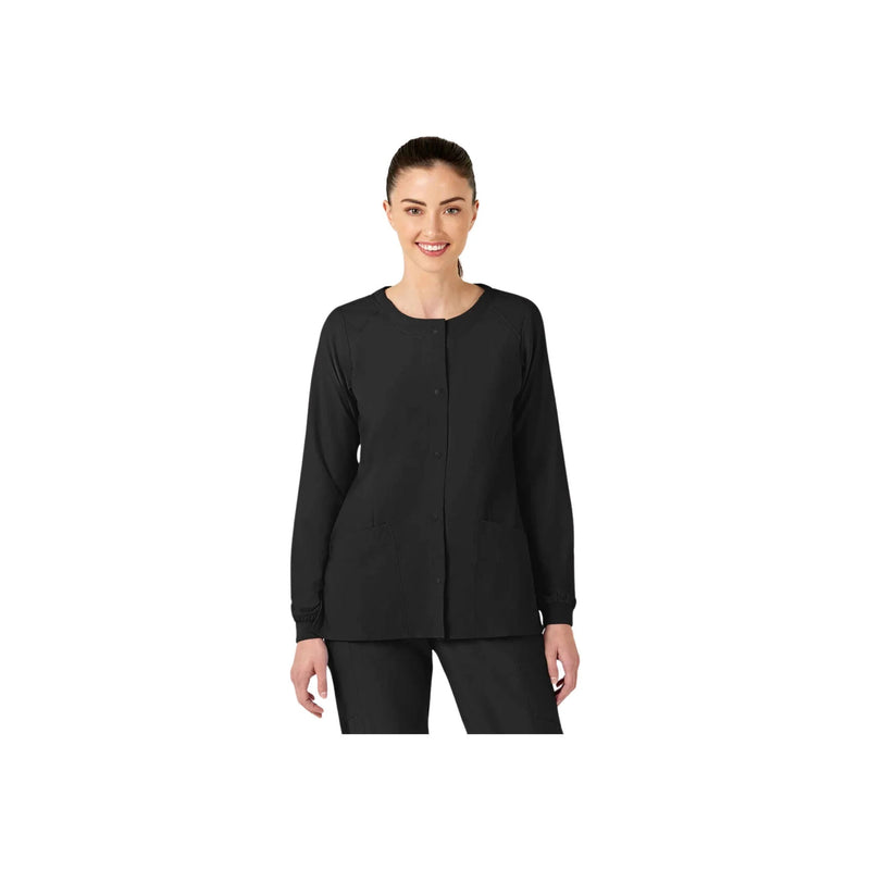 Wink Women's Crew Neck Warm Up Scrub Jacket - Black