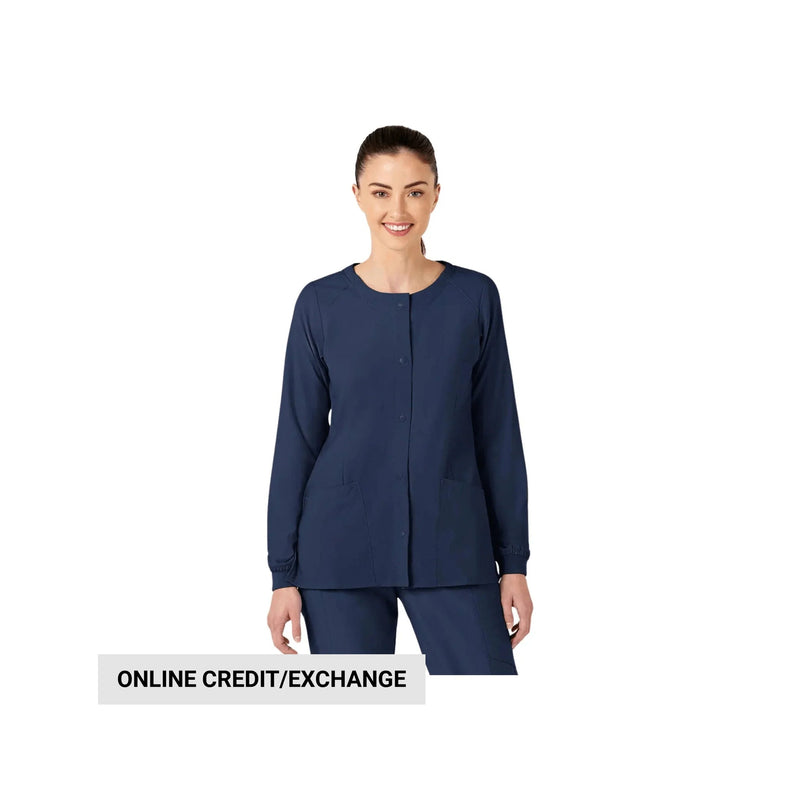 Wink Women's Crew Neck Warm Up Scrub Jacket - Navy