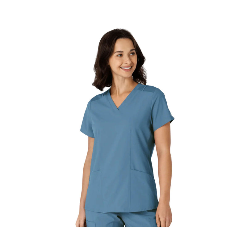 Wink Women's Flex n Reach Side Panel V Neck Scrub Top - Pacific Blue