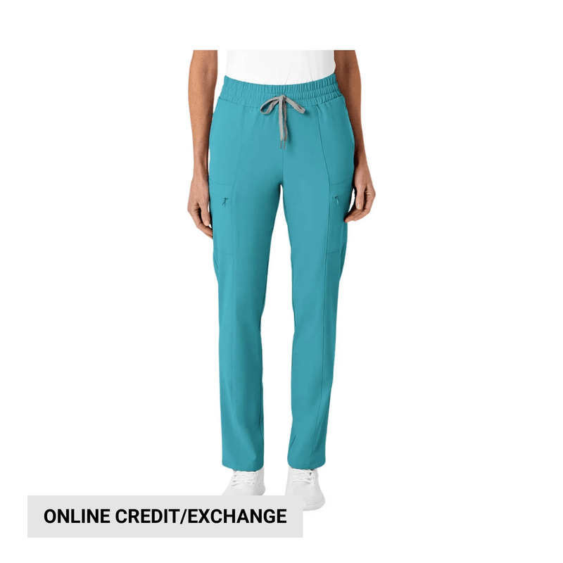 Wink Women's High Waist Slim Leg Scrub Pant - Teal Blue
