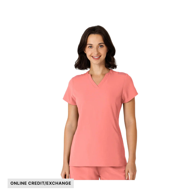 Wink Women's Nova Flex N Reach Shoulder Panel V Neck Scrub Top - Paradise Pink