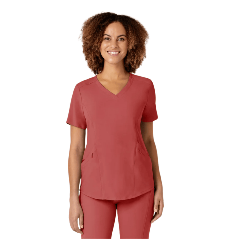Wink Women's Renew V Neck Scrub Top - Mineral Red