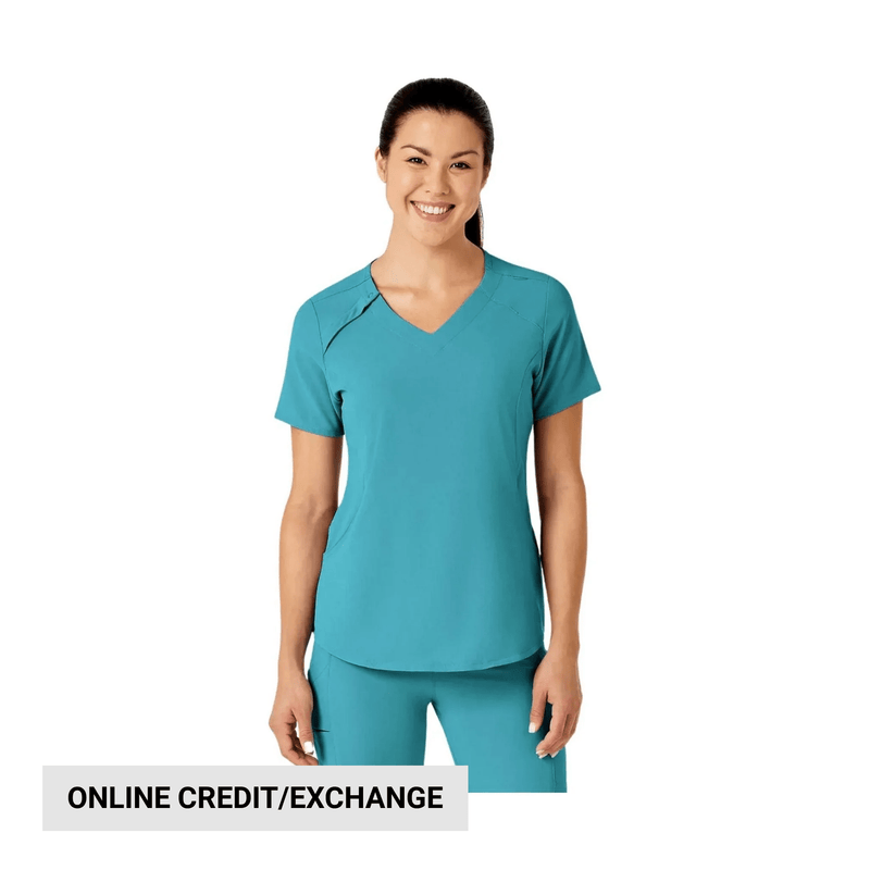 Wink Women's Renew Zip Accent Scrub Top - Teal Blue
