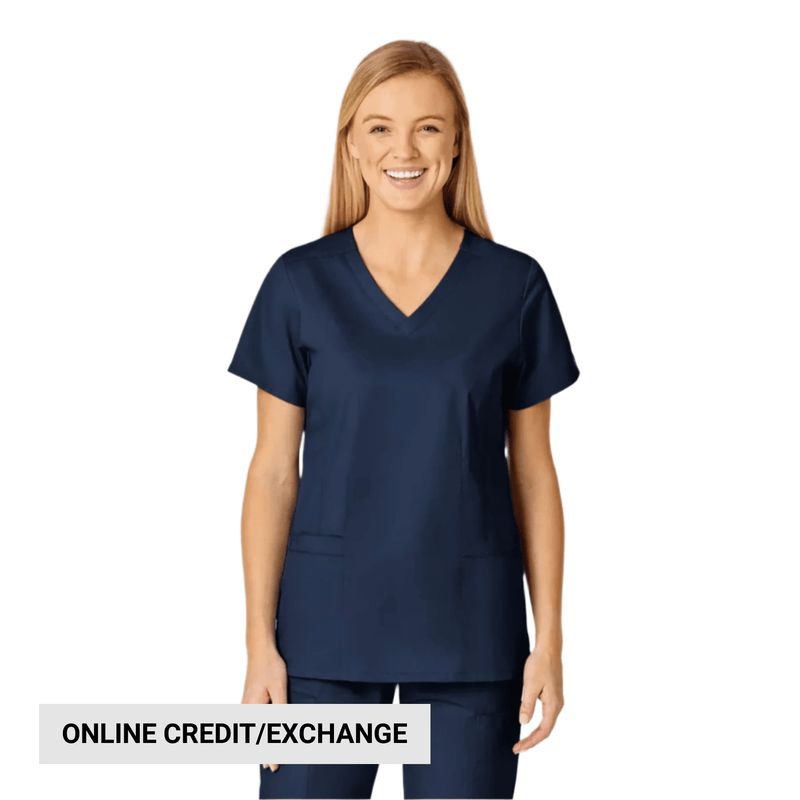 Wink Women's Shaped V Neck Scrub Top - Navy Blue