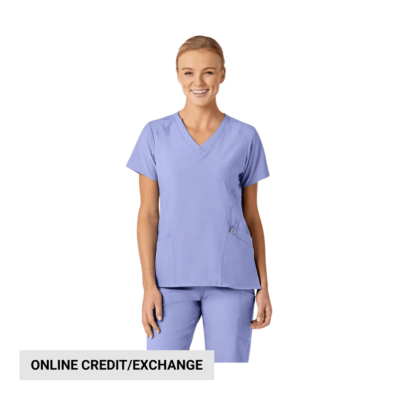Wink Women's Stylized V-Neck Scrub Top - Ceil Blue