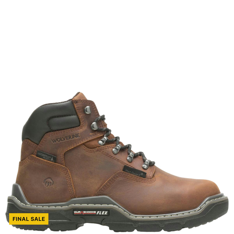Wolverine Men's Raider DuraShocks Waterproof 6 Inch Met Guard Composite Toe Work Boots - Peanut