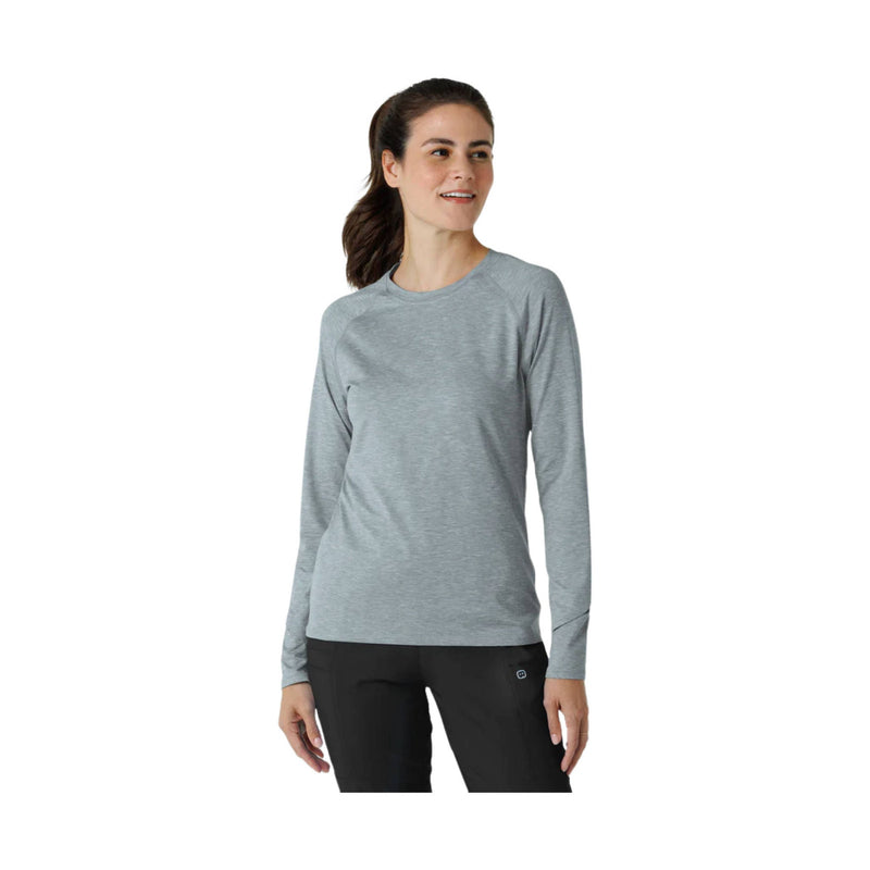 Wink Women's Watch Window Long Sleeve Underscrub Top - Pewter Heather