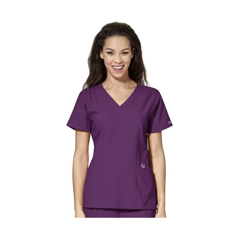 Wink Women's Stylized V Neck Scrub Top - Eggplant