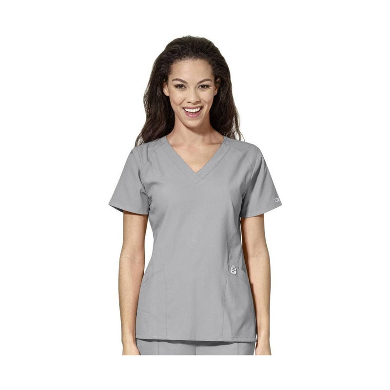 Wink Women's Stylized V Neck Scrub Top - Grey