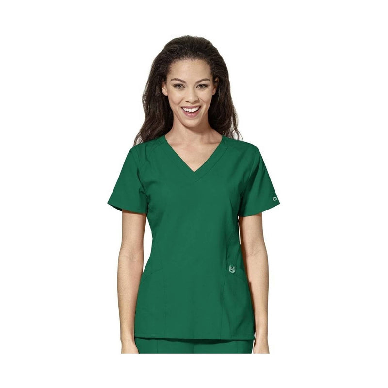 Wink Women's Stylized V Neck Scrub Top - Hunter Green