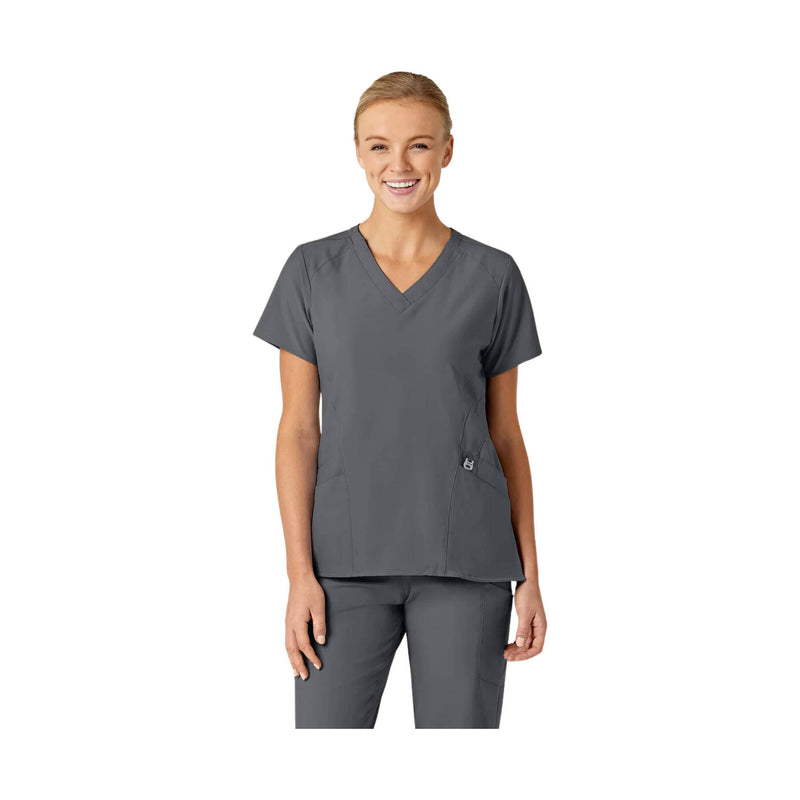 Wink Women's Stylized V Neck Scrub Top - Pewter